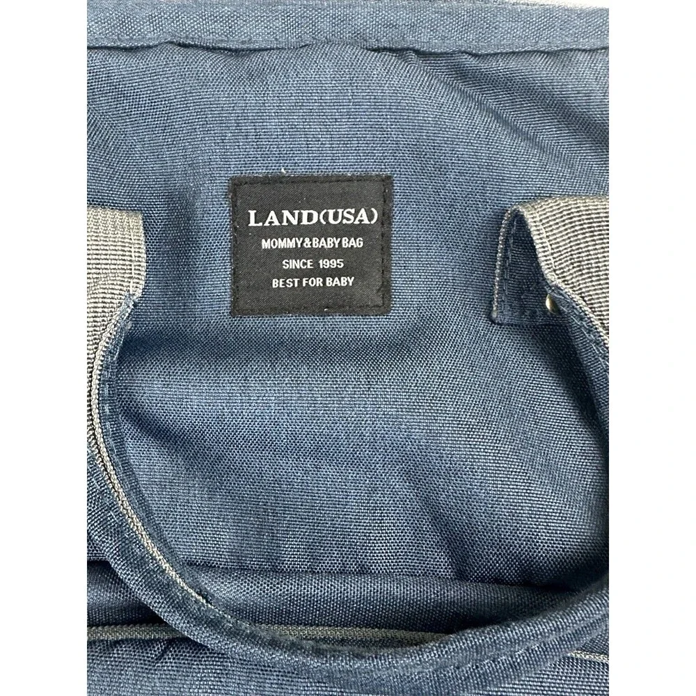 Land USA Mommy & Baby Diaper Bag Backpack Navy Blue Large Capacity Insulated